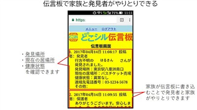 伝言板でのやり取り